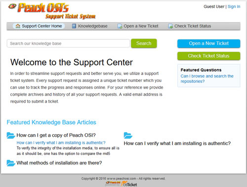 Peach OSI's new os Ticket Support Ticketing System